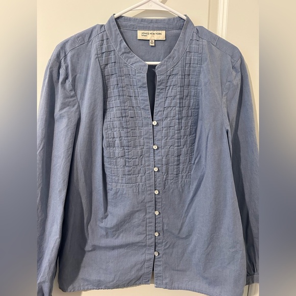 Chambray Button Down Blouse - Picture 2 of 8